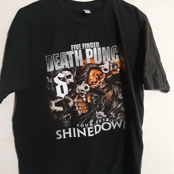 2018 Alstyle Men's Double Sided Five Finger Death Punch Concert T Shirt SZ L - Picture 2 of 6